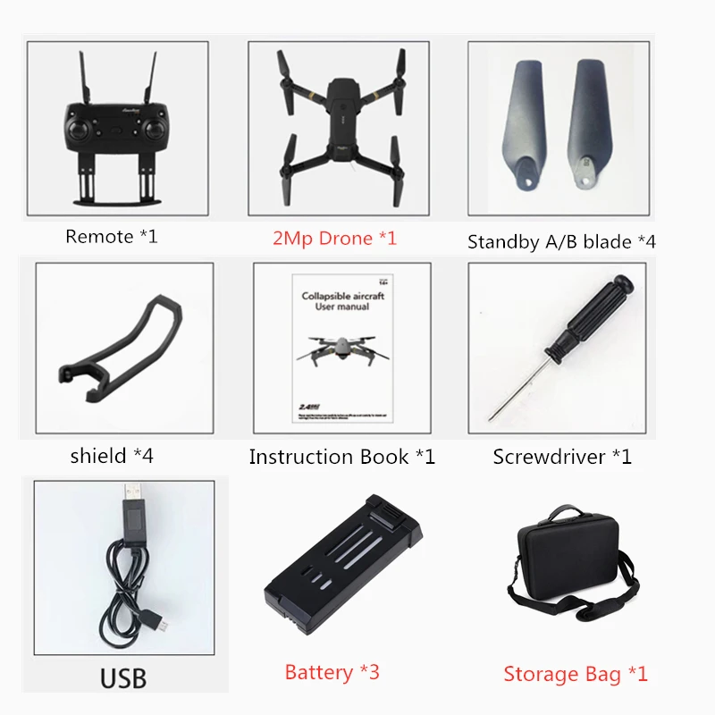 2MP 3B Bag Дрон wifi FPV широкоугольный HD 1080P камера режим удержания высоты складной рычаг RC Квадрокоптер мини карманные игрушки для бесплатной доставки VS E58 - Цвет: 2MP 3B Bag
