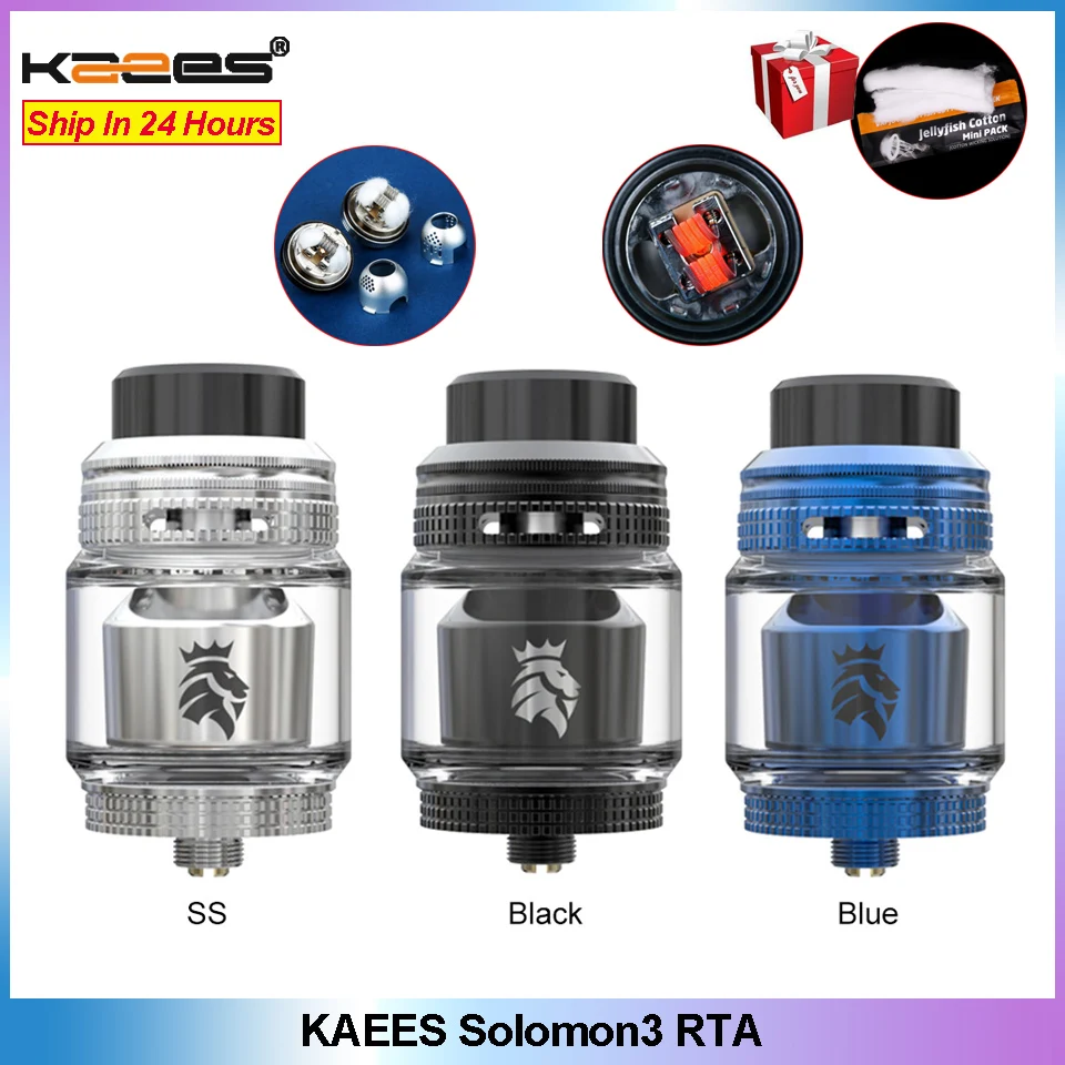 Оригинал KAEES Solomon 3 RTA Vape атомайзер 5 мл емкость одной/двойной катушки построить