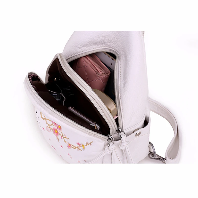 Женский кожаный рюкзак с вышивкой для девочек подростков 2019|Женские рюкзаки| |