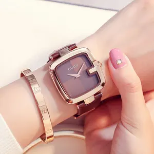 Часы GUOU женские, брендовые, с квадратным ремешком, роскошные, с кожаным ремешком