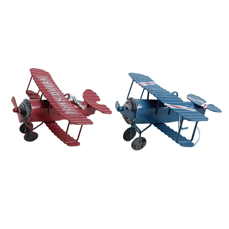 2 шт. Ретро фигурки самолета металлическая модель винтажный планер самолет