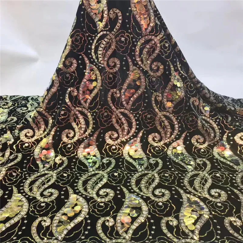 

NaXiu Red Nigerian Lace Fabric 2019 High Quality Sequin Velvet Lace Fabric Embroidered Tulle African Velvet Lace Fabric