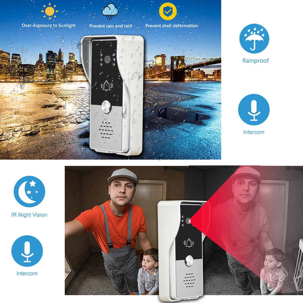 wired video intercom system video door phone doorbell kits for home apartment for apartment home lock access control systemeen free global shipping