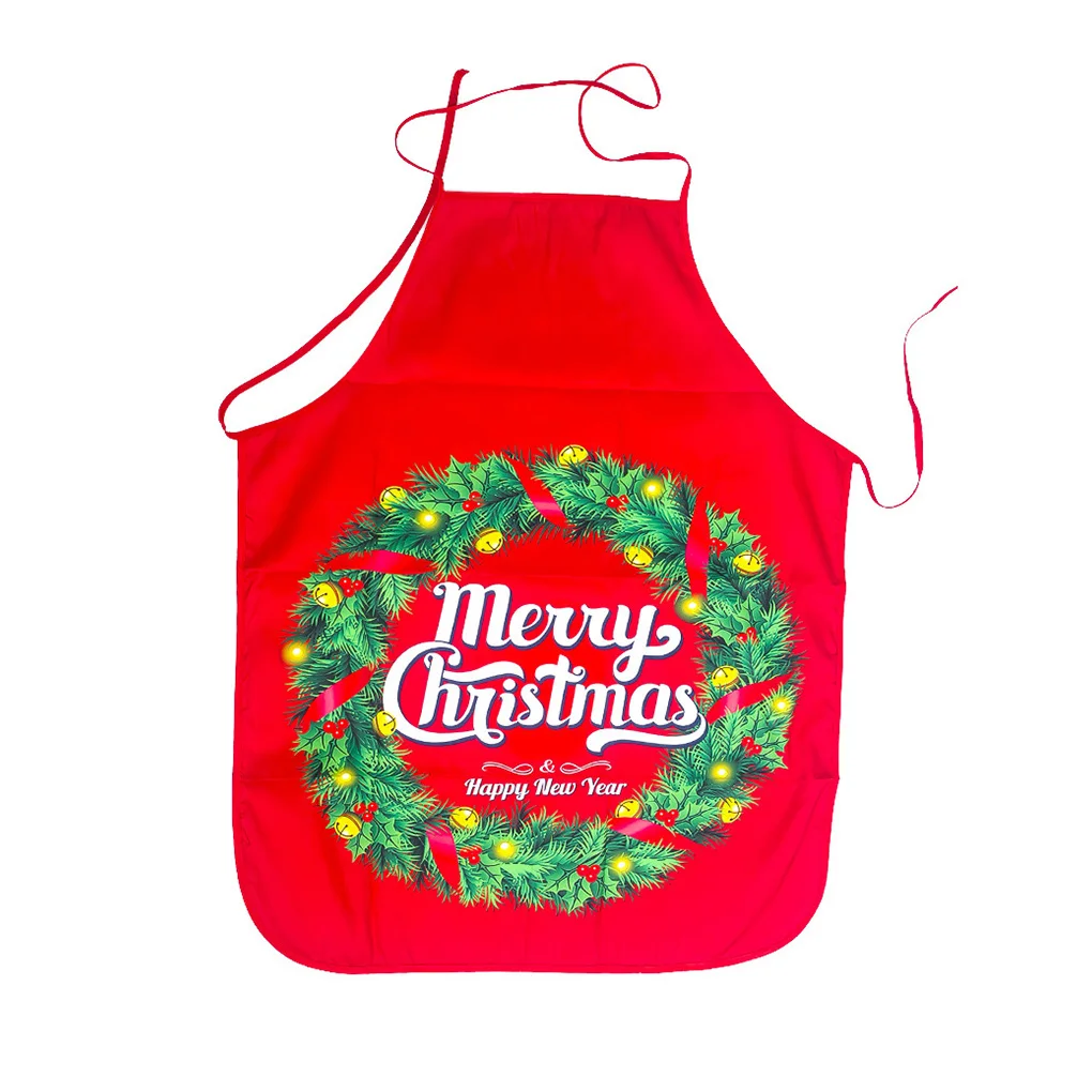 

1PC New Christmas Themed Apron Home Kitchen Party Printing Pattern Apron Holiday Decoration