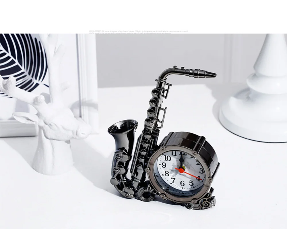 

Creative Saxophone Modeling Shape Alarm Clock Kid Student Desk Dorm room Home Desktop Decoration Birthday Gift 1PCS Black