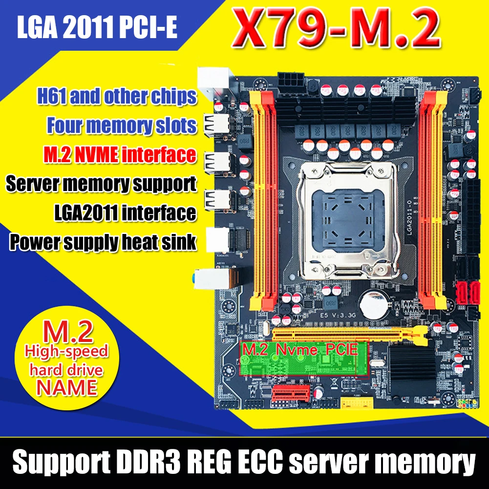 2021 New X79 LGA 2011 Motherboard M.2 NVME Slot Support DDR3 REG ECC Desktop Mainboard 64GB with Memory Set | Компьютеры и офис