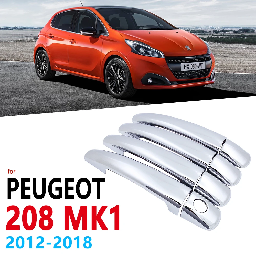 Хромированная накладка на крышку ручек для Peugeot 208 MK1 2012 ~ 2018 автомобильные