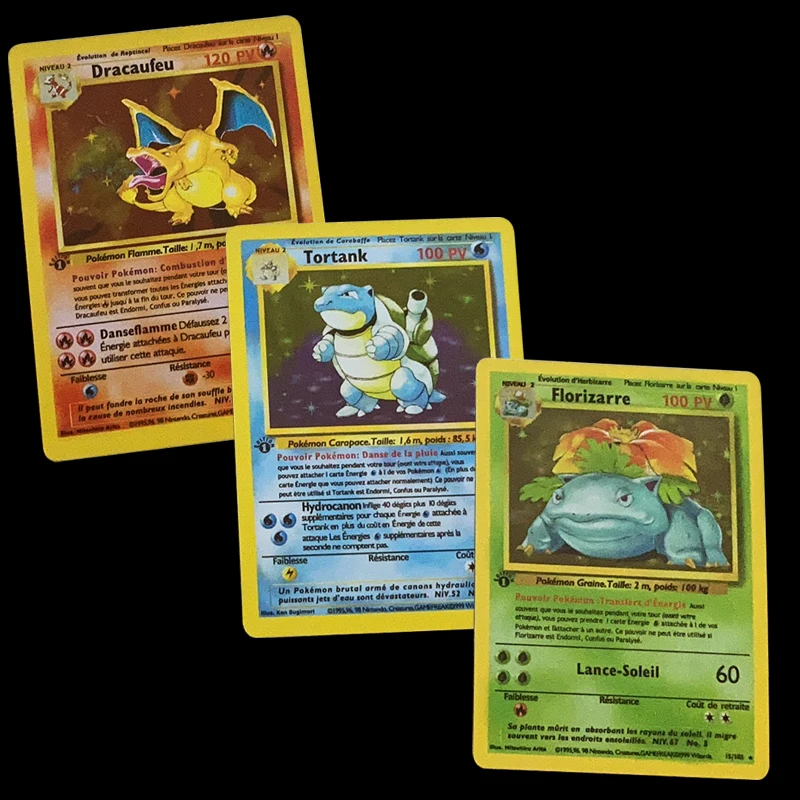 Tarjetas de Pokemon franc&eacute;s de primera edici&oacute;n, 1996 a&ntilde;os, tarjetas de juego de colecci&oacute;n-1