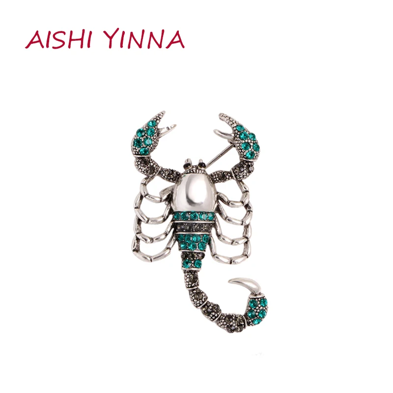 

AISHI YINNA Animal Creative Jewelry Three Colors Retro Brooch Personality Creative Rhinestone Scorpion Retro Alloy Brooch