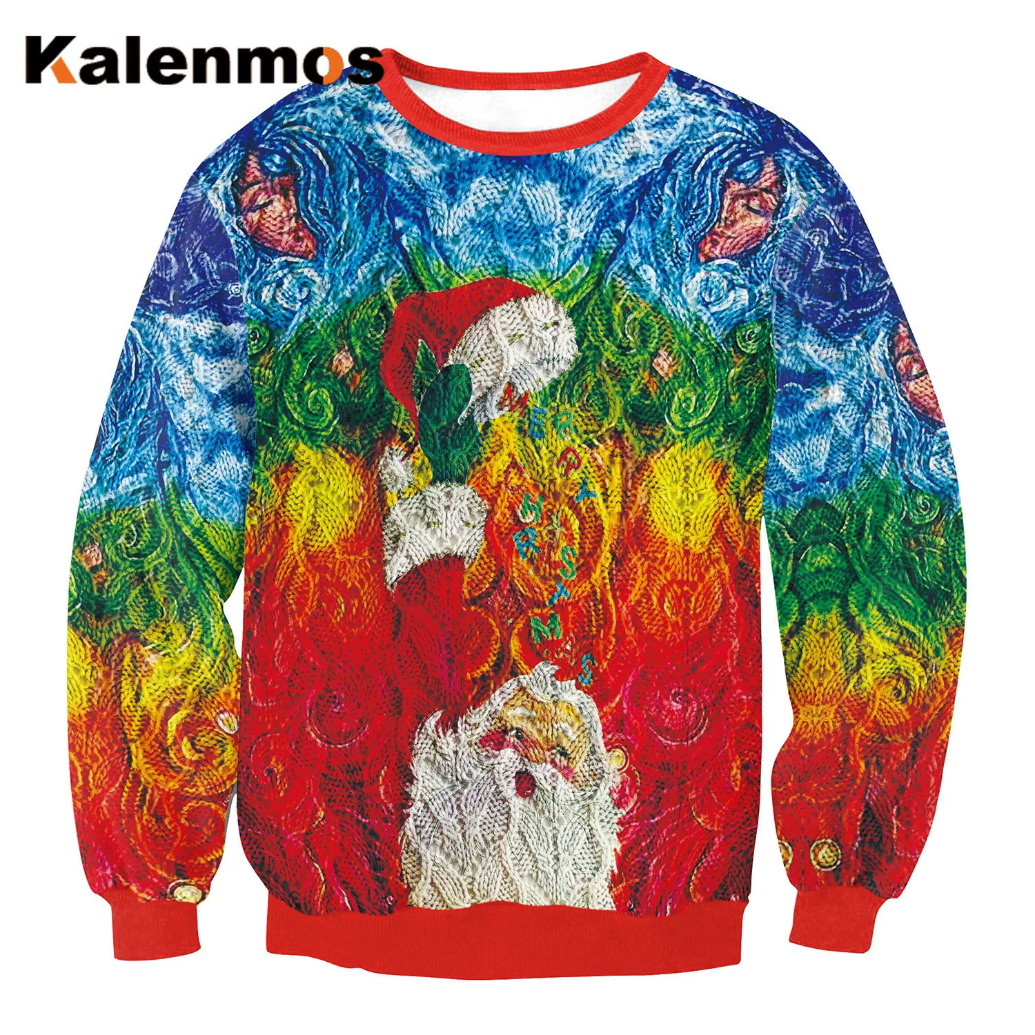 Рождественская Женская толстовка размера плюс рождественские топы с круглым