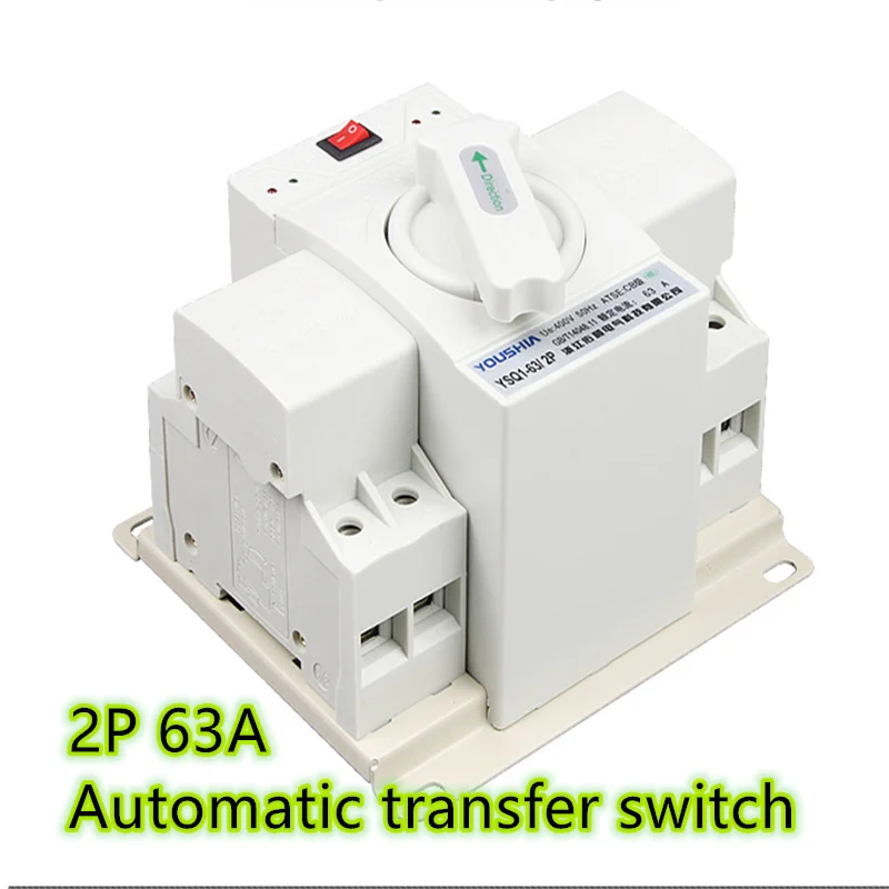 

2P 63A 230V MCB type white color Dual Power Automatic transfer switch ATS Rated voltage 220V /380V Rated frequency 50/60Hz