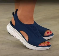 women summer mesh casual sandals ladies wedges outdoor shallow platform shoes female slip on light comfort shoes plus size