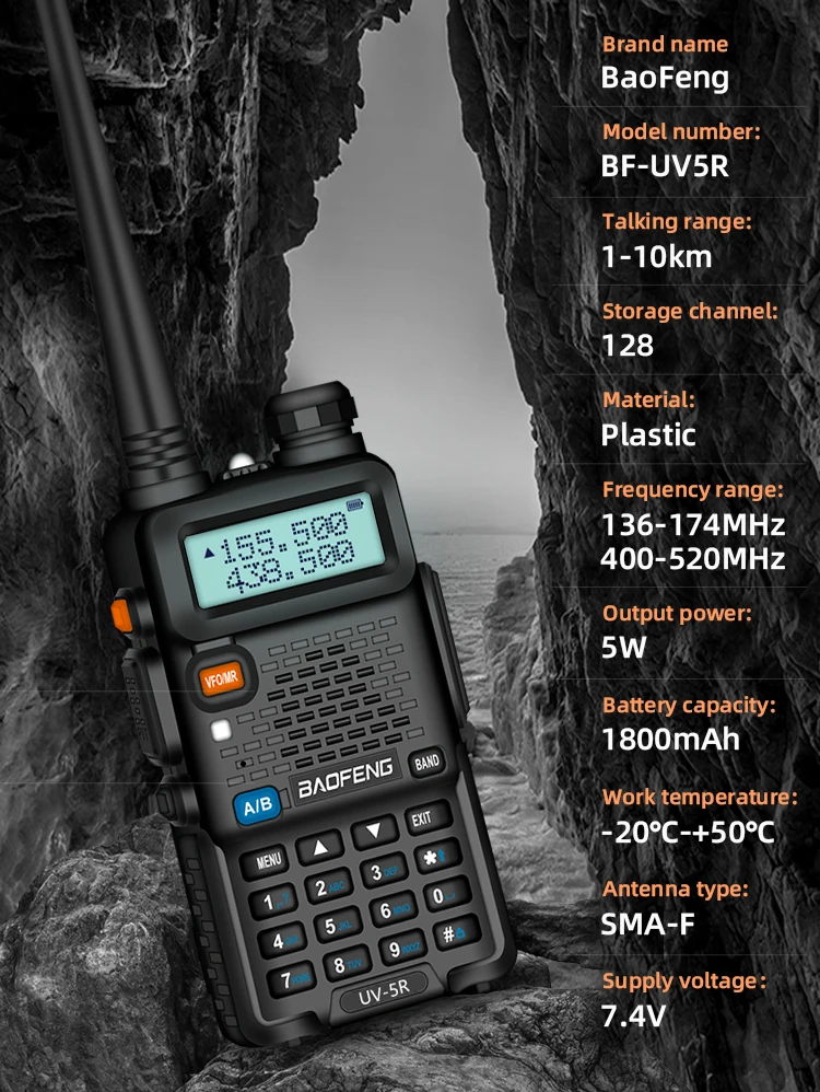 BAOFENG UV5R портативная рация 5 Вт UHF/VHF Двухдиапазонная двухсторонняя рация 1800 мАч емкость аккумулятора радиоприемник с клавиатурой из России