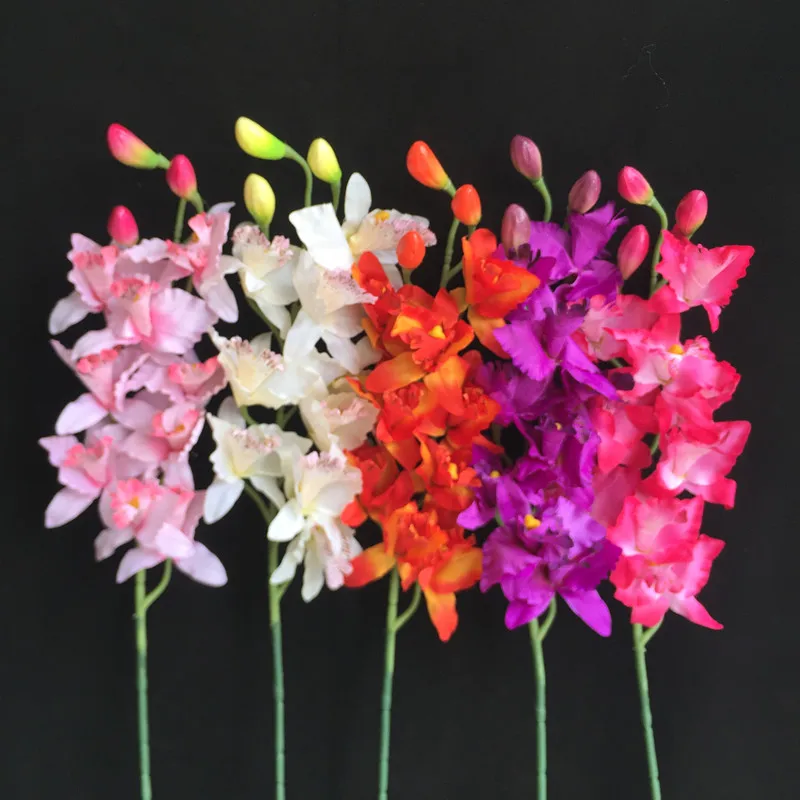 5 шт. искусственные орхидеи Cymbidium Большой размер 9 головок Cattleya Hybrida цветы для