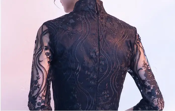

Cheongsam High Female quality Black Slim Chinese Traditional Dress Women Qipao for Party