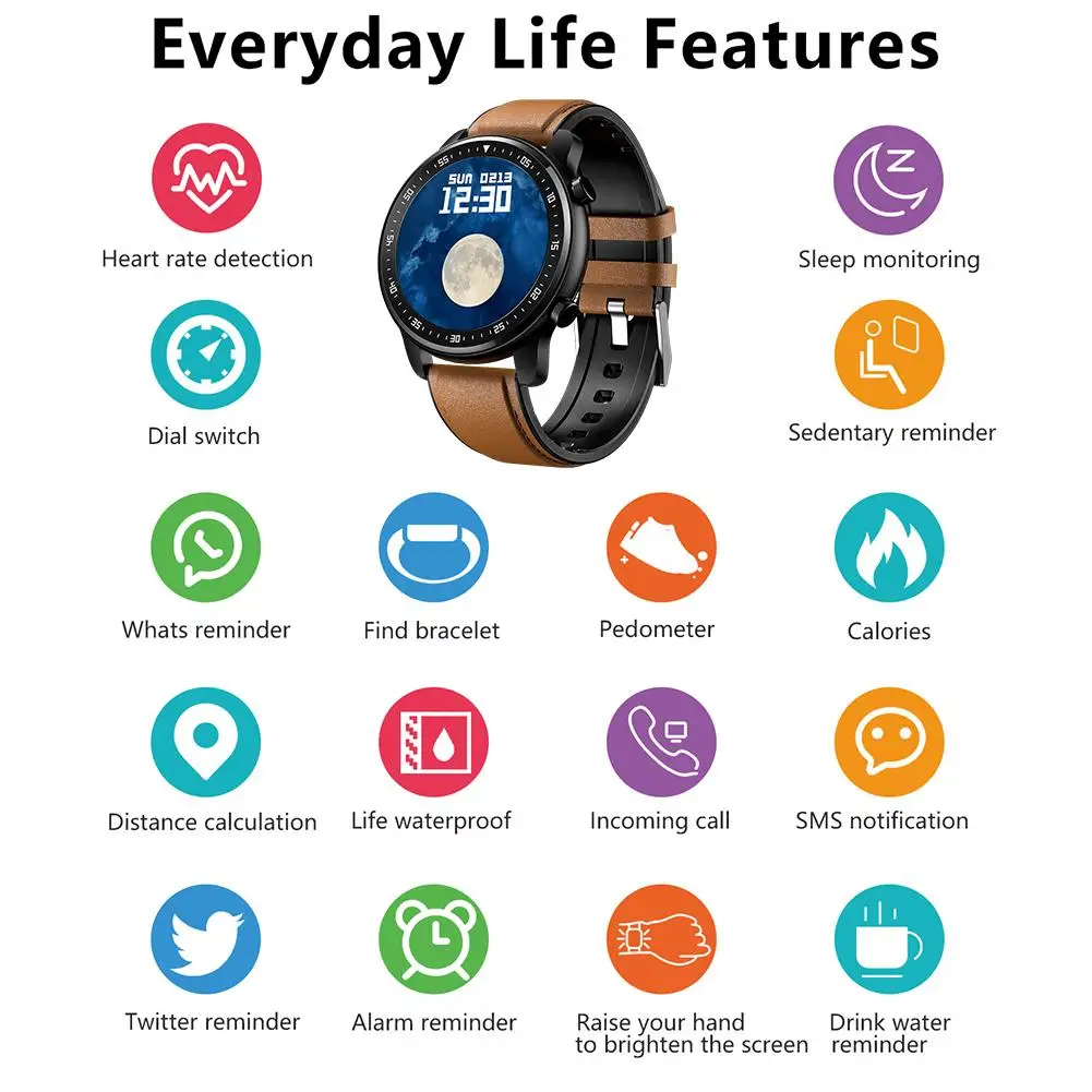 

1.28inch Touch Screen Smart Watch Multi-function Durable Bluetooth 4.0 Sports Bracelet Health Monitoring Wristband Smartwatch