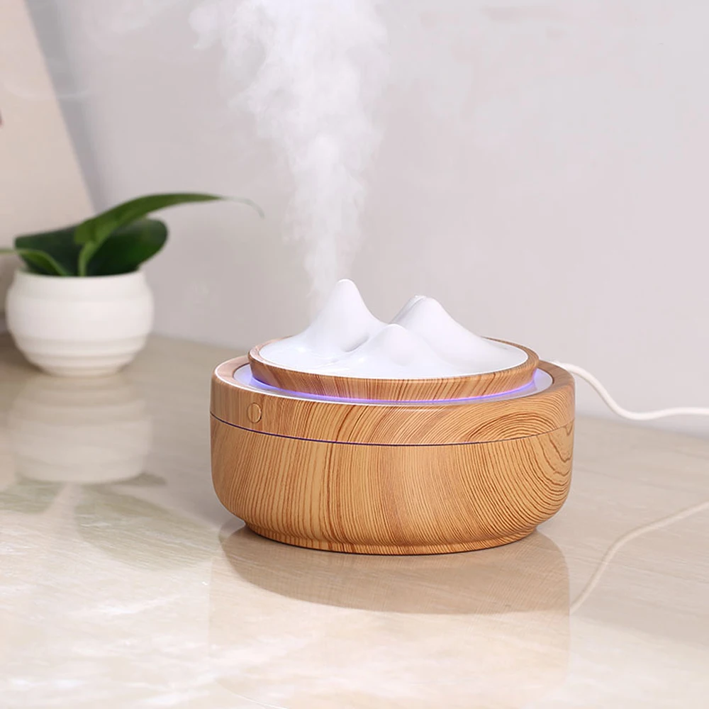 

Wood Grain Ultrasonic Air Humidifier 300ML Mountain Design Color Lamp Aroma Diffuser USB Fogger For Office Home Bedroom atomizer