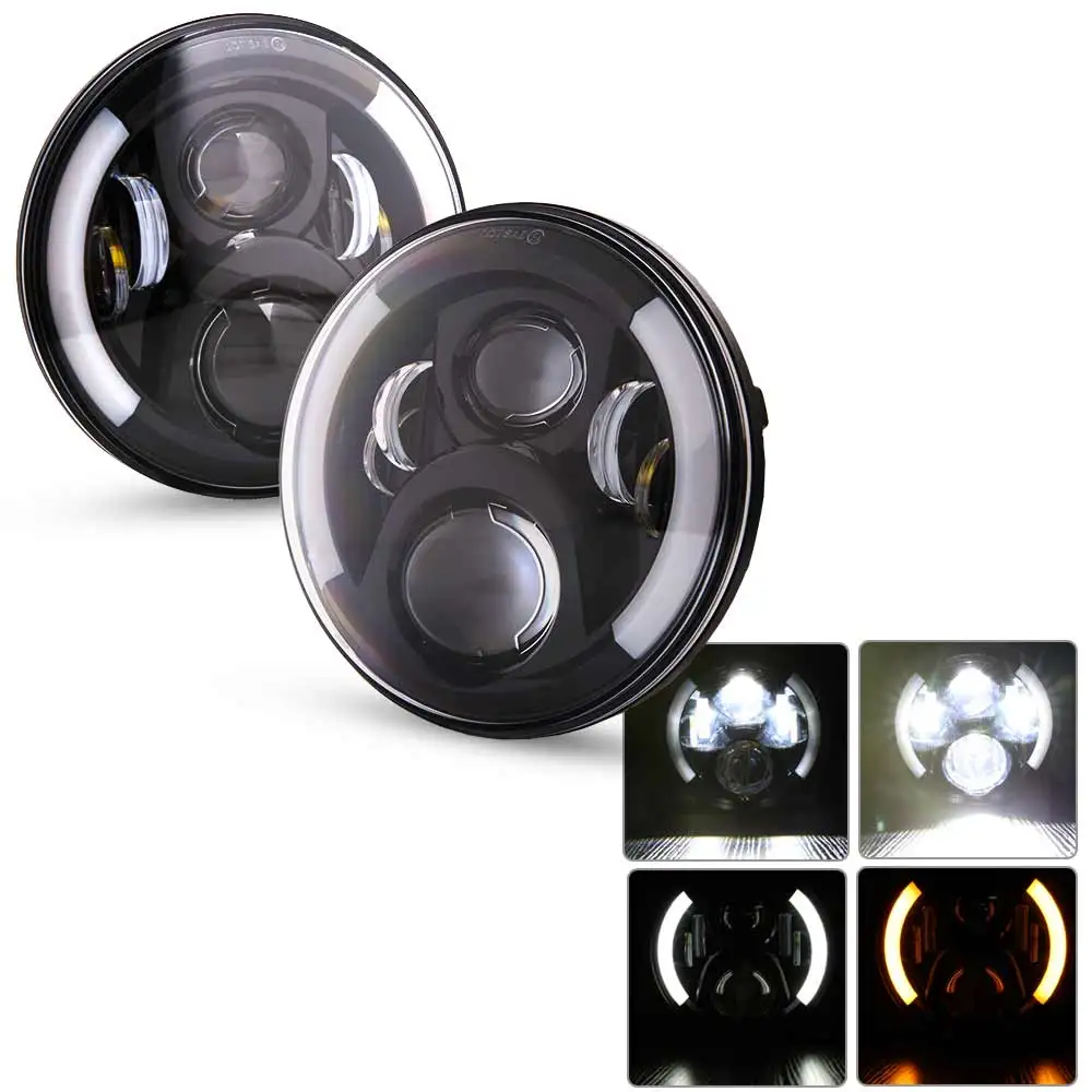 

1 пара 7 "дюймовый светодиодный фар с Halo Ангельские глазки для Lada 4x4 urban Niva Jeep JK Land rover defender Hummer светодиодный налобный фонарь