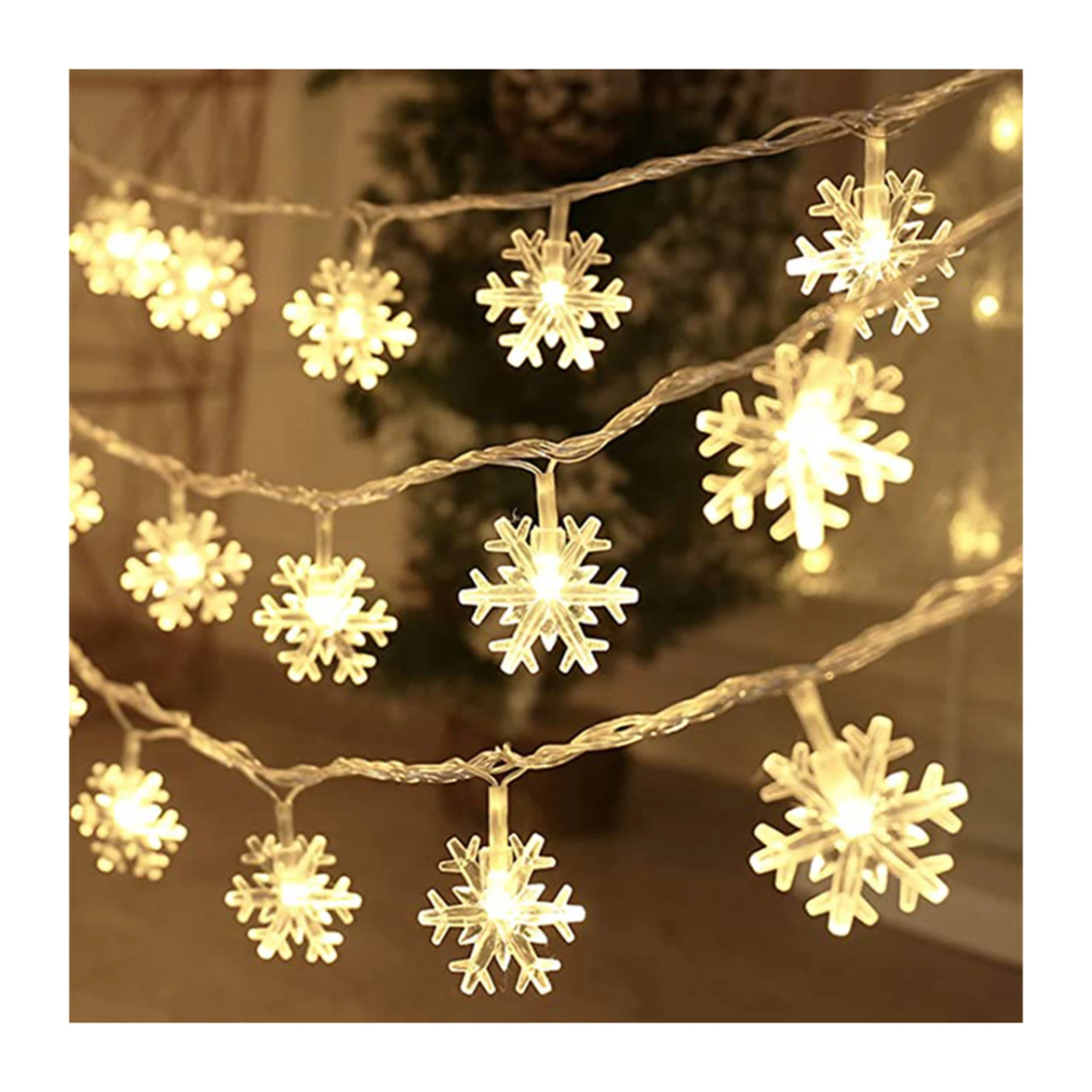 

6M/19.7ft Snowflake Christmas Lights 40 LED String Lights Xmas Lights Waterproof for Outdoor Indoor Bedroom Decorations