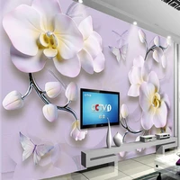 custom 3d wall murals modern simple stereo relief flowers butterfly wallpaper living room bedroom home decor papel de parede 3 d