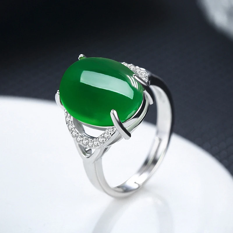 HuiSept Classic Silver 925 Women Ring Jewellery Oval Shape Ruby Emerald Zircon Gemstone Open Rings Wedding Party Gift Wholesale | Украшения