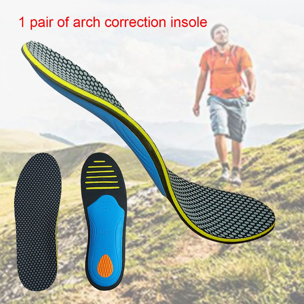 

1pair Ergonomic Anti Bacteria Arch Correction Insoles Non Slip EVA Insert Flat Foot Elastic Shock Absorption Orthopedic Support