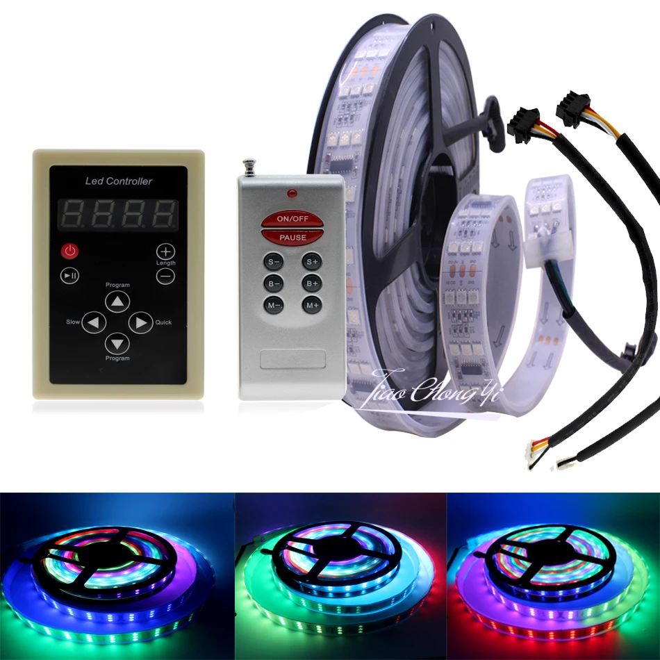 Тройной Ряд 1812 IC 5050 DC12V RGB Сменные цвета мечты Светодиодная лента с RF контроллером