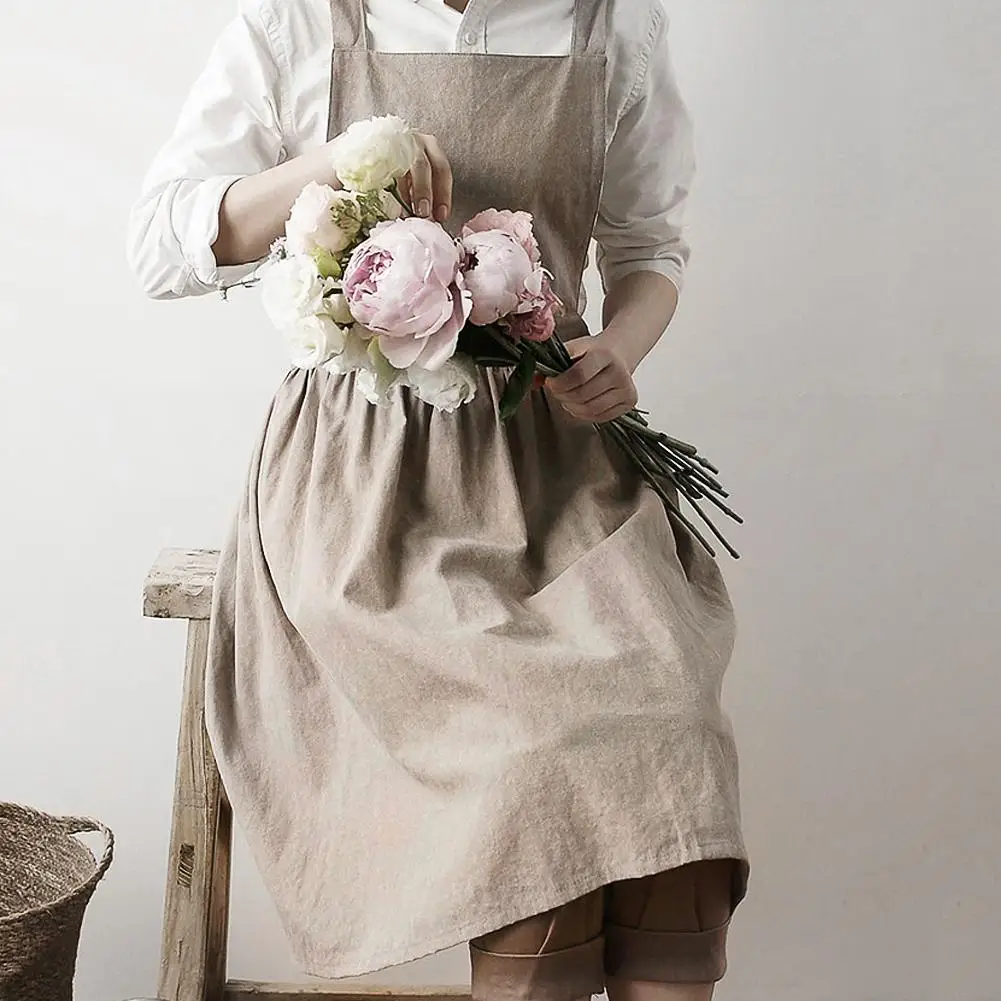 

Cooking apron Simple Washed Cotton Uniform Aprons for Woman Kitchen apron Cooking Coffee Shop apron for women 40 high grade