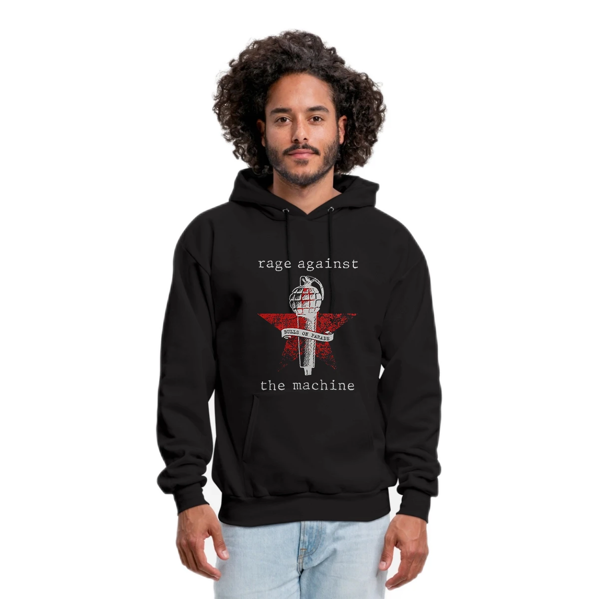 

Bulls on papade Fleece Hoodie rage against the machine print Fitness Tracksuit
