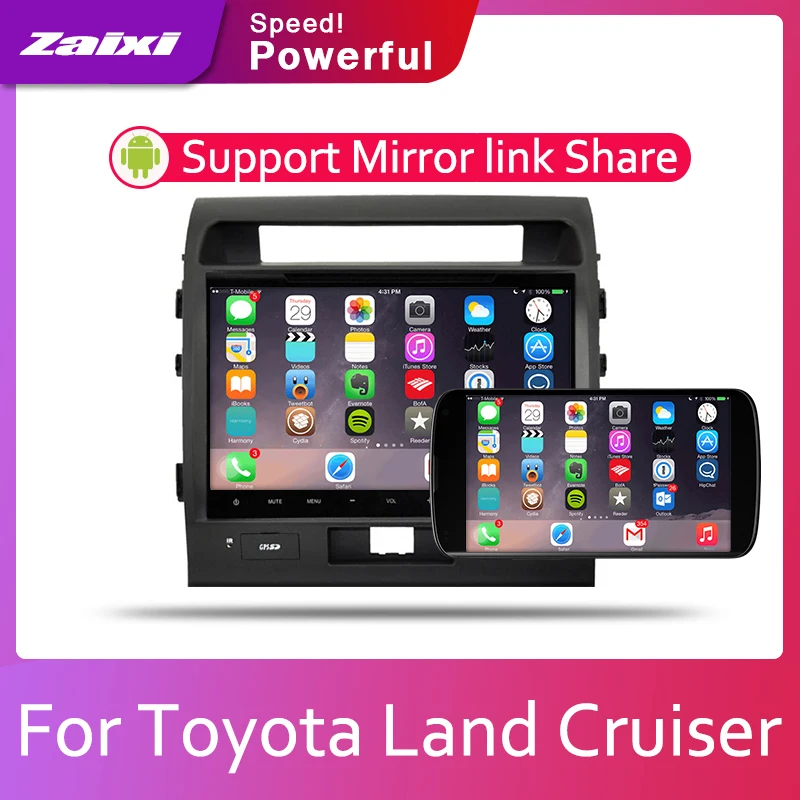 Автомобильная Android система ZaiXi 1080P IPS ЖК-экран для Toyota Land Cruiser LC200 2008 ~ 2012