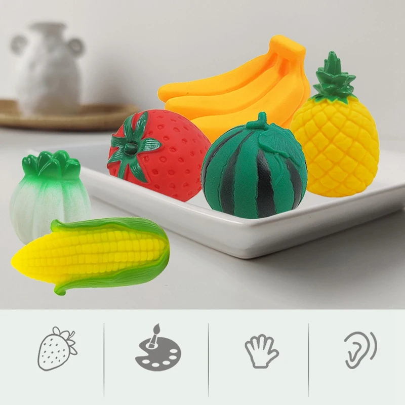 

11PCS Bathroom Toys Fruits and Vegetables Model Water Toys Vinyl Pinch Baby Bath Toys