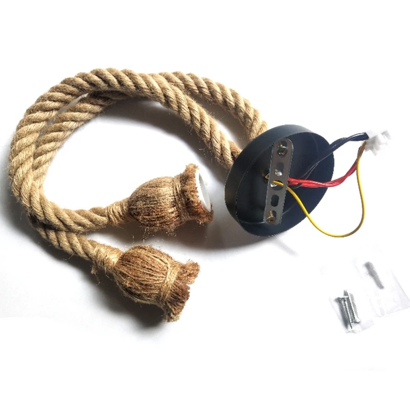

E27 Hemp Rope Double Head Vintage Hanging Pendant Ceiling Light Lamp Industrial Retro Country Style Dining Hall Restaurant Bar C