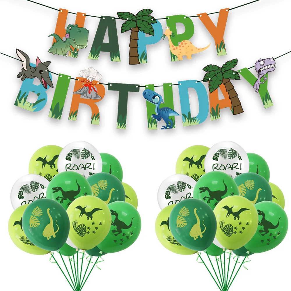 Dinosaur Balloons Set Jungle Safari Boy Birthday Ballon Roar Balon One 1st Birthday Dino Baloon Happy Birthday Decor Kids Boys