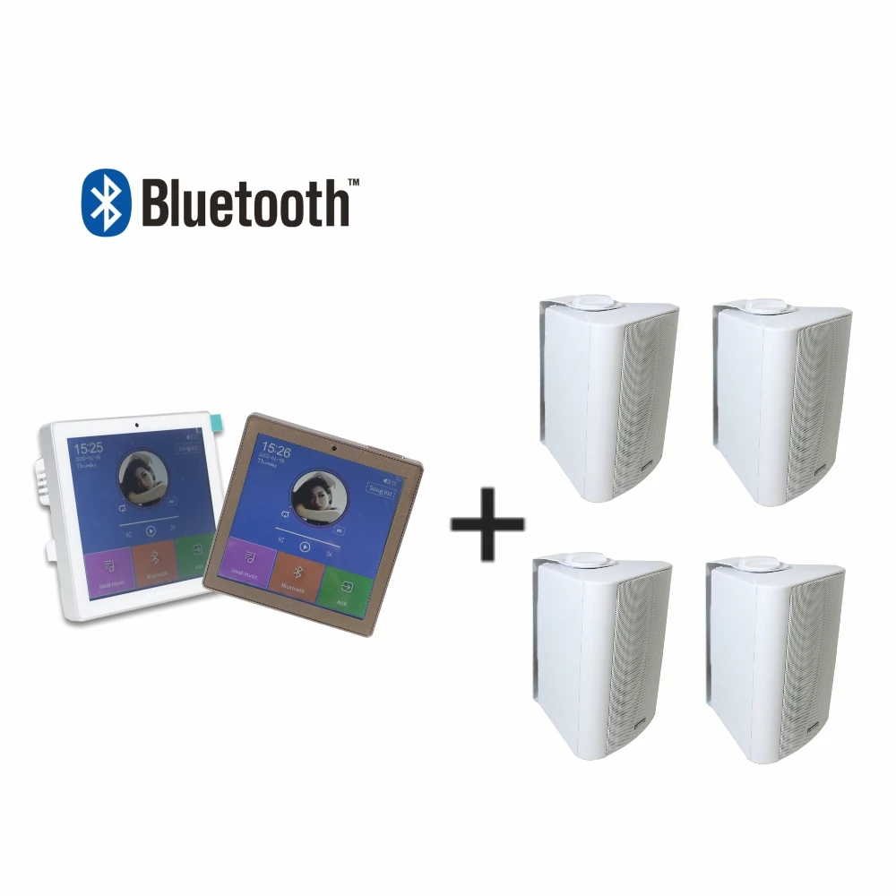 

Bluetooth 4-CH 25w touch screen pa home audio background music system wall mounted amplifier with 4 pieces wall mounted speaker