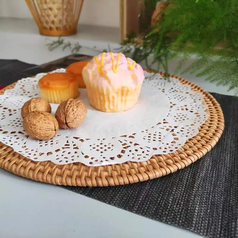 Круглый коврик ручной работы из ротанга с теплоизоляцией 5 шт. |