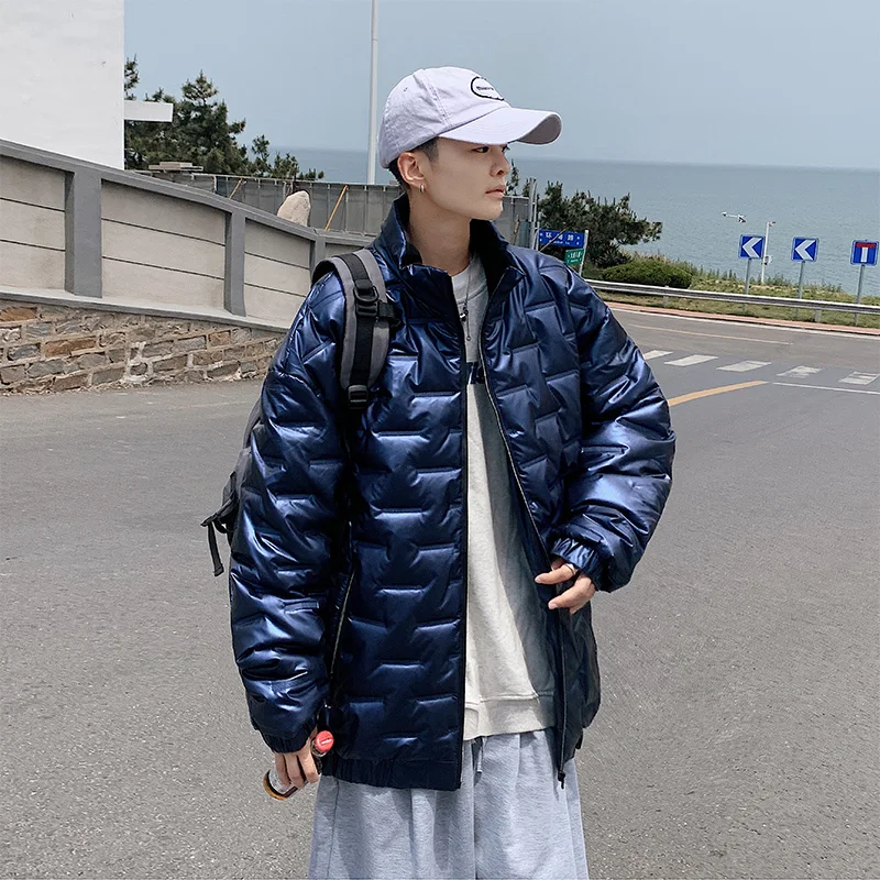 

Large size cotton-padded coat men's winter fashion bright face down jcaket warm coat tide brand thickened casual outdoor Fat man