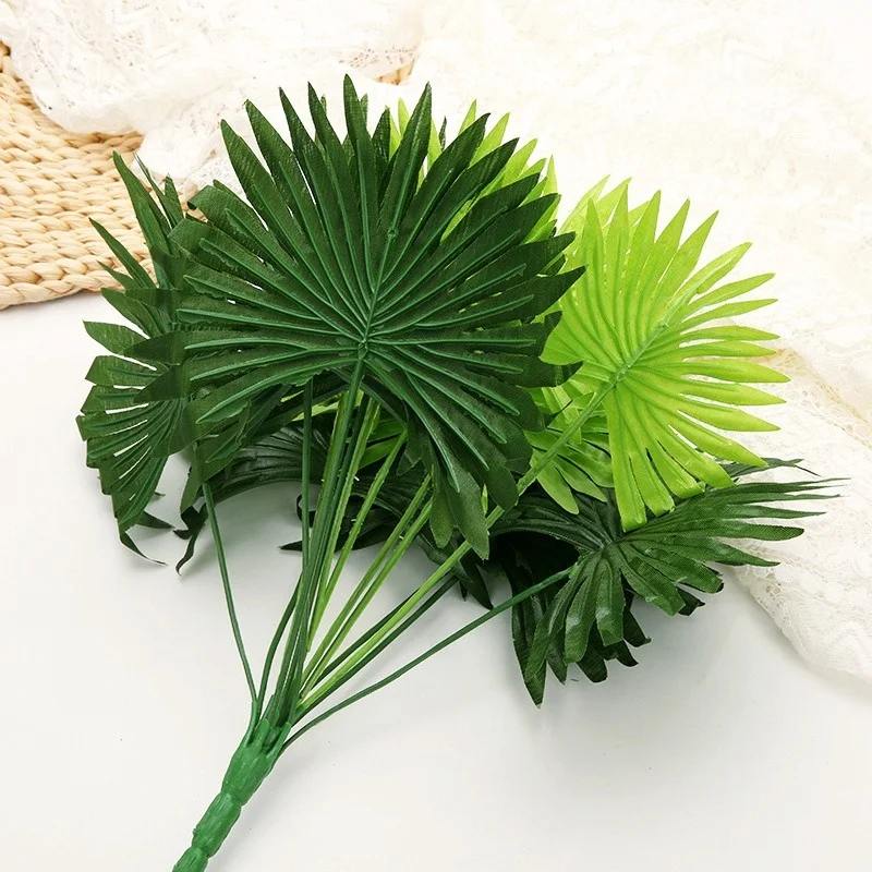 

Simulation Green Plants, Single Bunch, 60cm, Palm Leaves, Large and Small Fan-shaped Leaves, Home Decoration, Garden Landscaping
