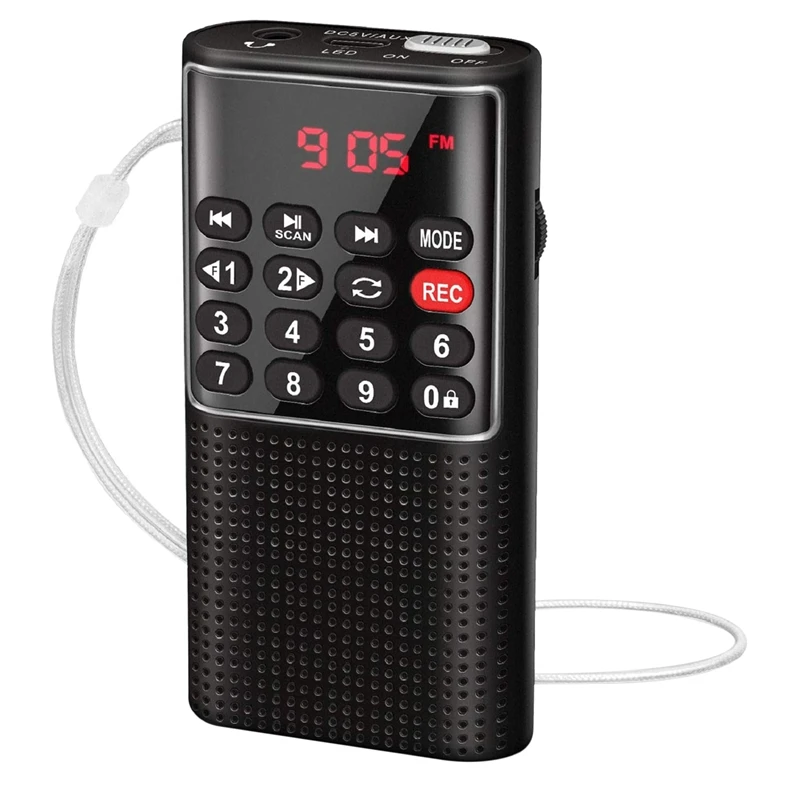 

Карманное FM-радио Walkman, портативное аккумуляторное радио с рекордером, кнопкой блокировки, проигрывателем SD-карты, перезаряжаемым звукозаписывающим устройством