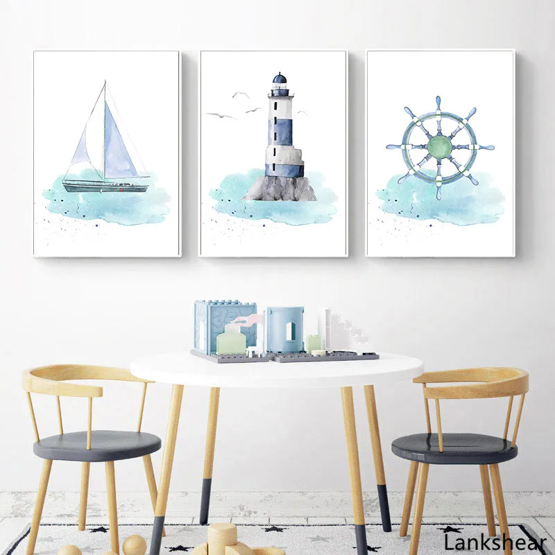 Детский постер с морской тематикой настенная Картина на холсте рисунком Кита