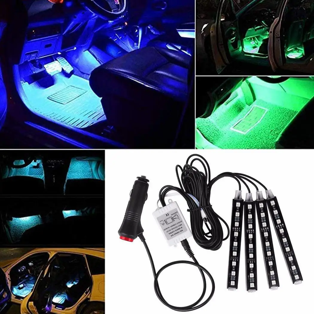 Car 1 Drag 4 Light Bar Remote Control 4x9 IP65 LED Atmosphere Decorative cigarette lighter socket glue | Автомобили и мотоциклы