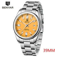 benyar top brand classic 39mm watch luxury mechanical watch mens automatic watch stainless steel 100m waterproof clock relogio