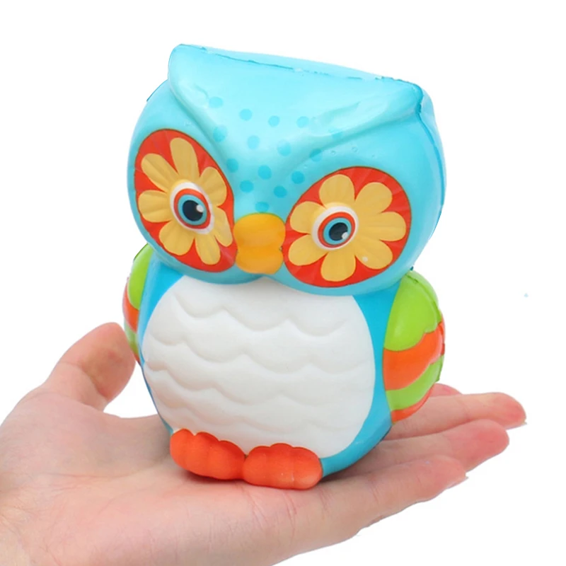 New Cute Colorful Owl Squishy Simulation Animal Slow Rising Squeeze Toy Scented Stress Relief Toys for Kid Party Xmas Gift