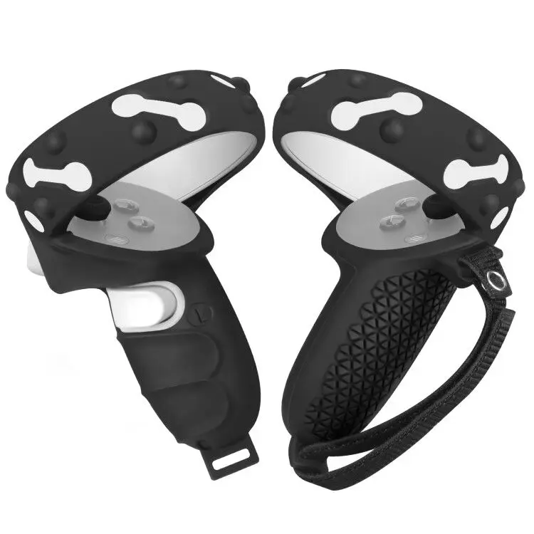

3in1 Touch Controller Silicone Grip Ring Cover+Adjustable Hand Strap +Thumb Caps for Oculus Quest 2 VR Protective Accessories