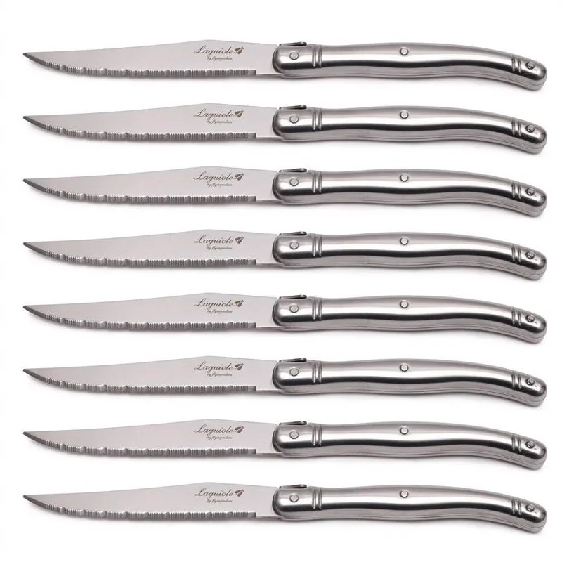 9 &quotНержавеющая сталь Laguiole стейк Ножи набор столовых ножей серебряные столовые
