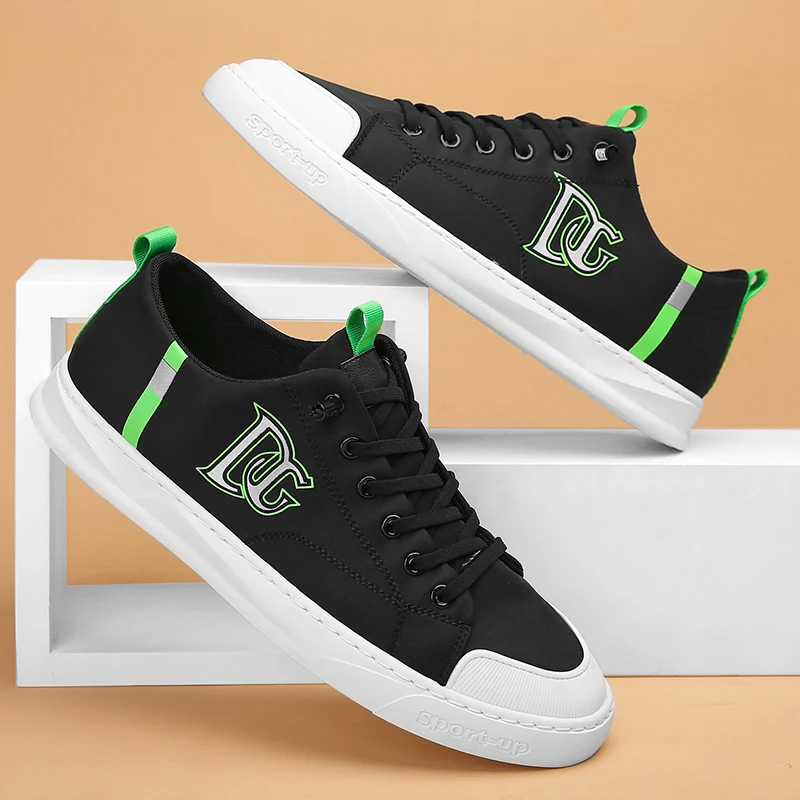 

PPLNG модная повседневная мужская обувь для скейтборда, Мужская Всесезонная Белая обувь, Молодежные студенты из ледяного шелка с тканевыми зо...