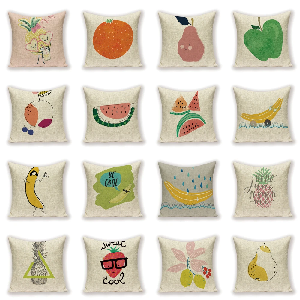 

Cartoon PillowCase Nordic Decoration Throw Pillow Covers Watermelon Cushion Cover Custom Quality Flax Throw Pillow Covers