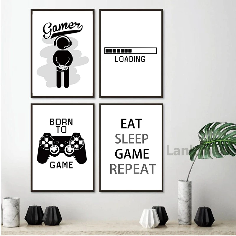 

Game Loading Canvas Painting Home Decoration Boys Black Quotes Hd Modular Print Poster Wall Art Posters and Prints Decor Design