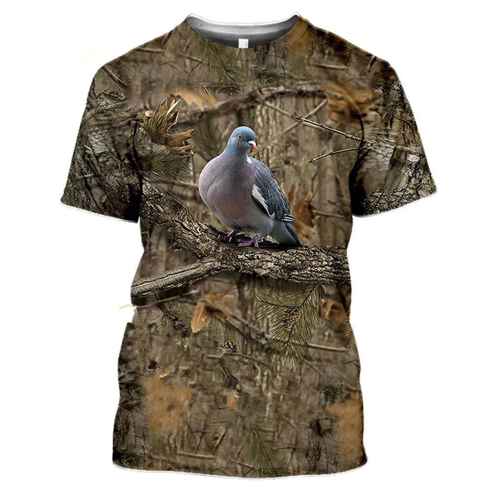 New Summer Men's Street Trend Camouflage Hunting Animals Wild Boar 3d T-shirt Leisure Fashion Women's Pullover Short Sleeve Tops |