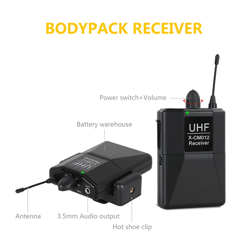 

UHF Microphone Professional Wireless Lavalier Microphone System Receiver+Transmitter For Camcorder Recorder Microphone Pk Comica