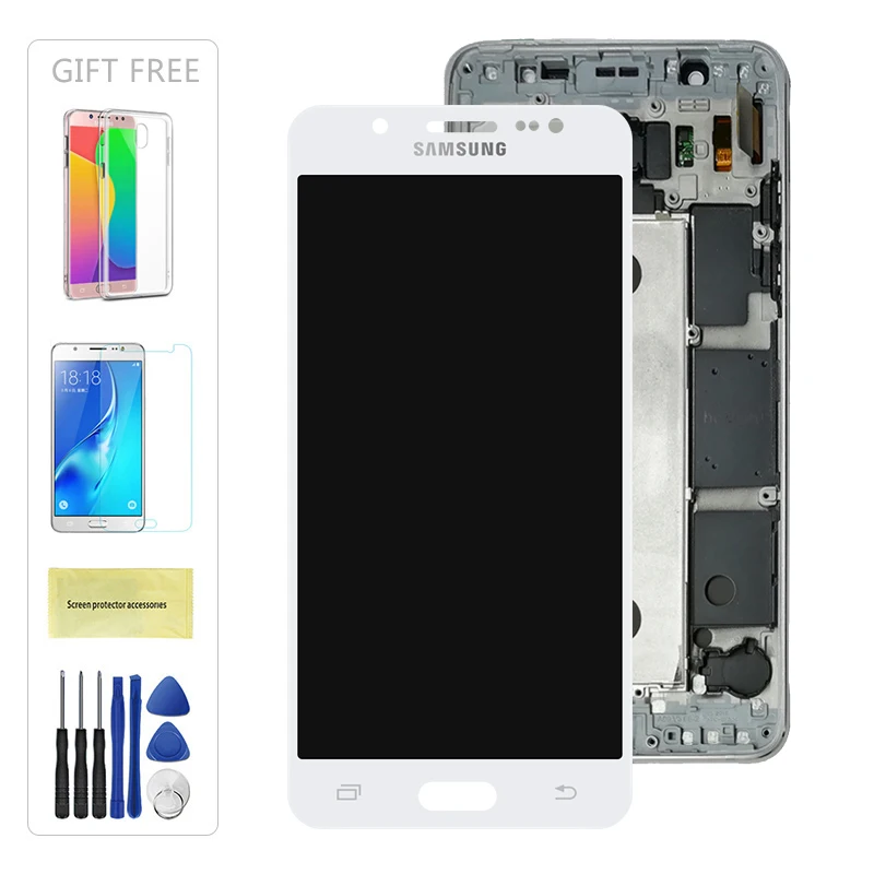 White With Frame TFT J510 дисплей для samsung Galaxy j5 J510 J500 F FN G Y M H DS кодирующий преобразователь сенсорного экрана в сборе рамка кнопка Home - Цвет: White With Frame